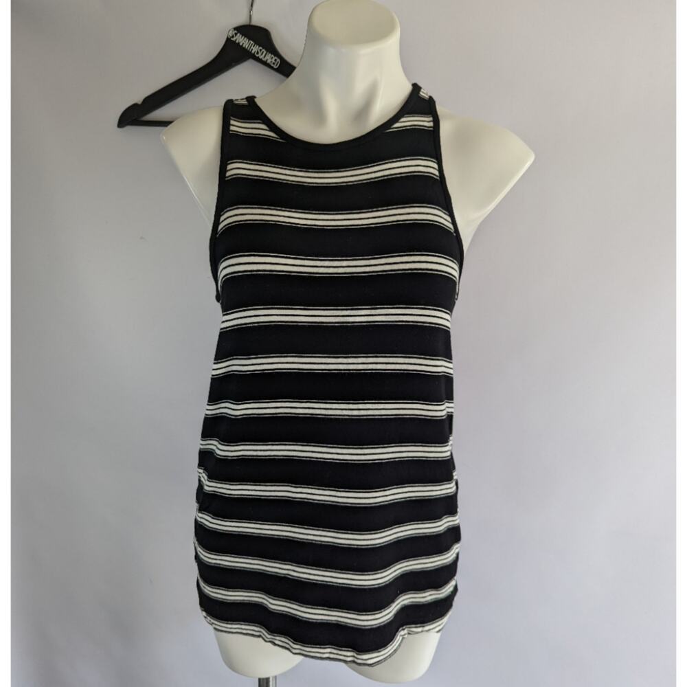 Lou & Grey Stripe Black and White Tank Top Sz Small